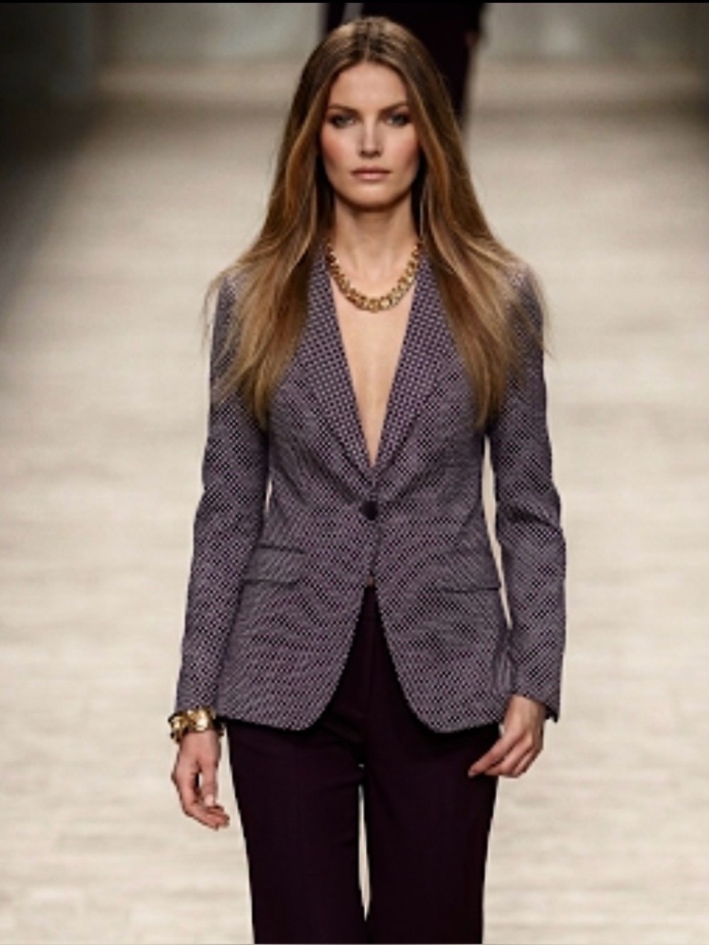 BOSS Hugo Boss Unstructured Birdseye Micro-Dot Blazer Plum Illusion Size 6